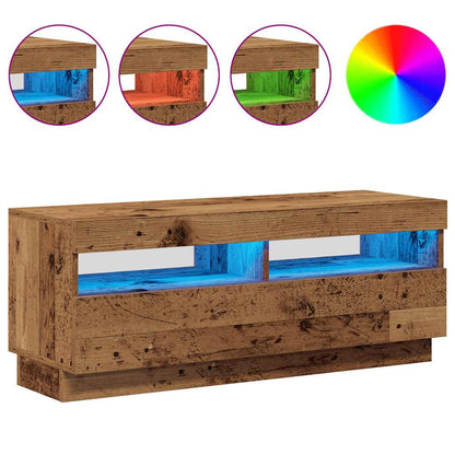 vidaXL TV Cabinet with LED Lights Old Wood 100x35x40 cm Engineered Wood 4