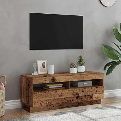 vidaXL TV Cabinet with LED Lights Old Wood 100x35x40 cm Engineered Wood 1