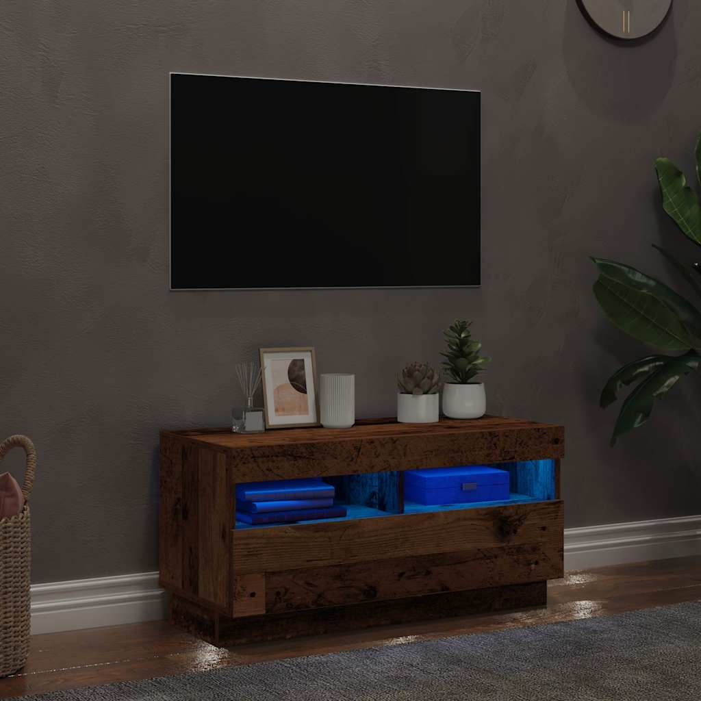 TV Cabinet with LED Lights 80x35x40 cm Old wood 80 cm