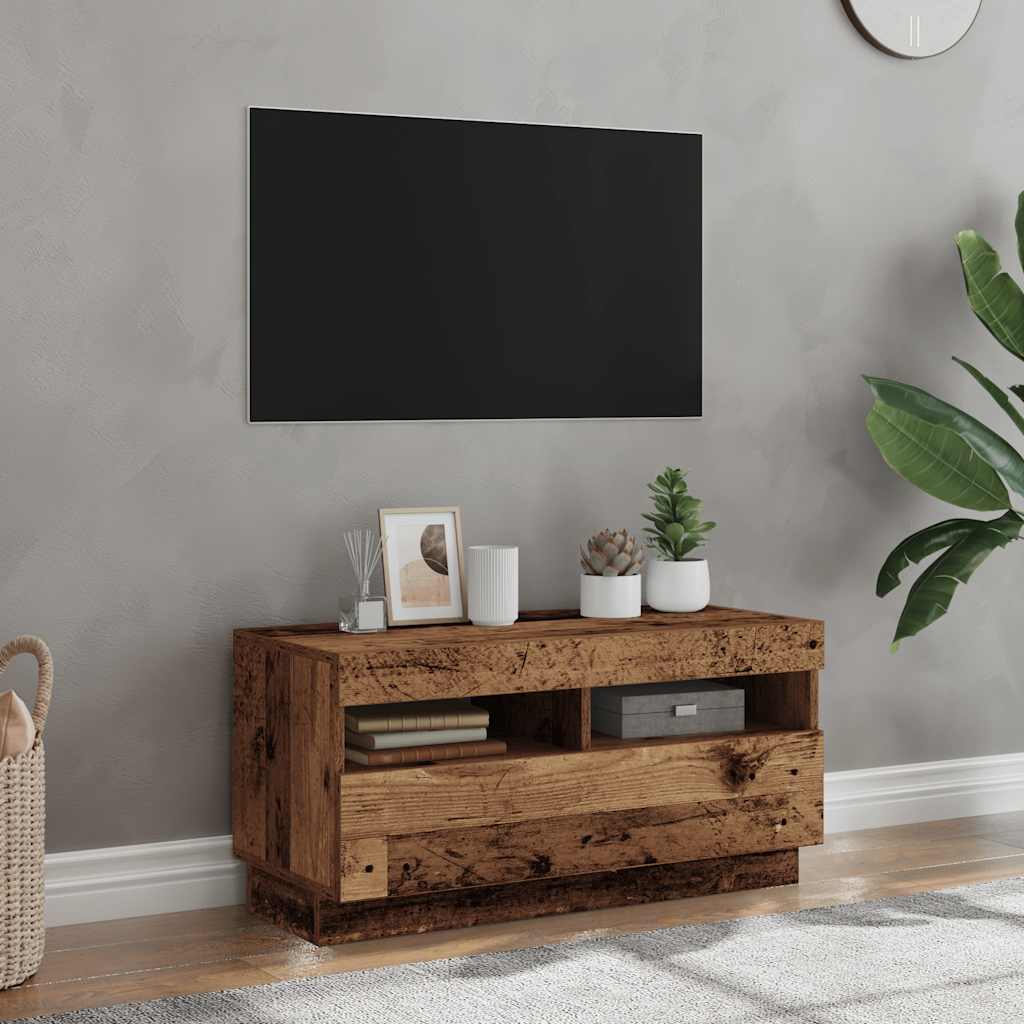 TV Cabinet with LED Lights 80x35x40 cm Old wood 80 cm