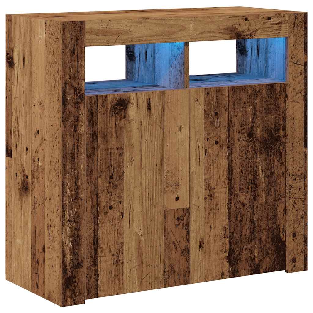 vidaXL Sideboard with LED Lights Old Wood 80x35x75 cm Engineered Wood 2