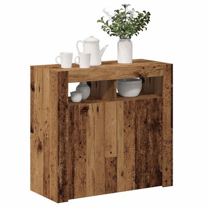vidaXL Sideboard with LED Lights Old Wood 80x35x75 cm Engineered Wood 5