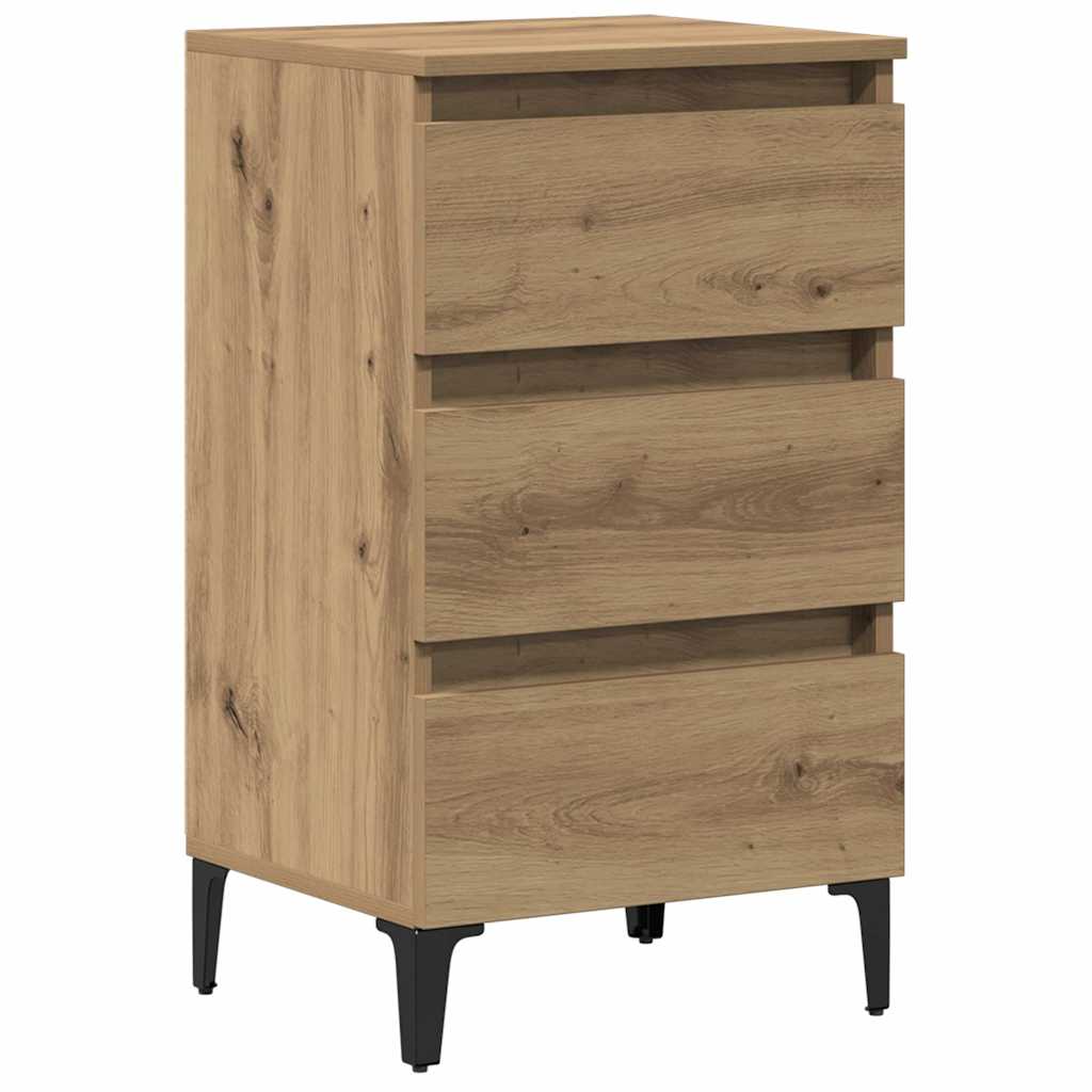 vidaXL Bed Cabinet with Metal Legs Artisan Oak 40x35x69 cm 2