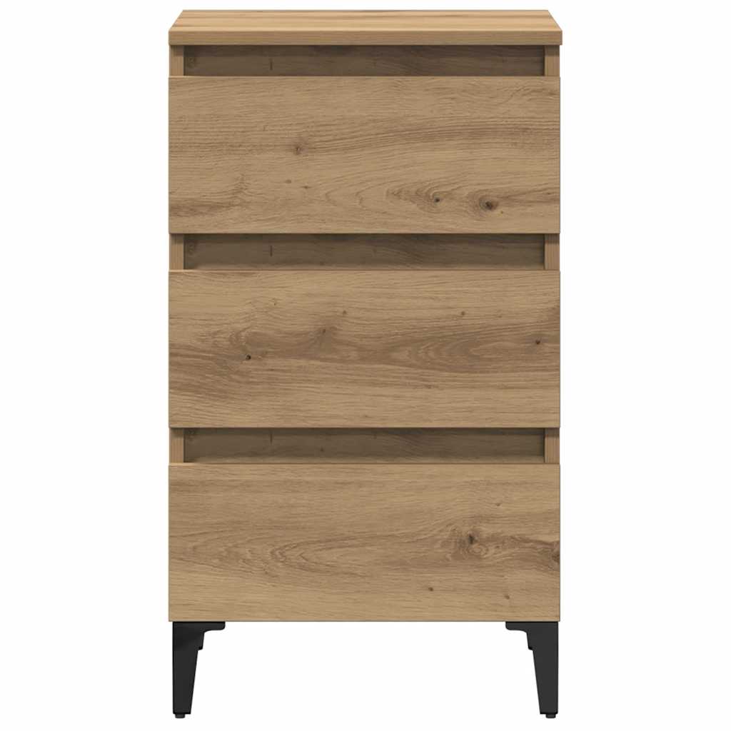 vidaXL Bed Cabinet with Metal Legs Artisan Oak 40x35x69 cm 4