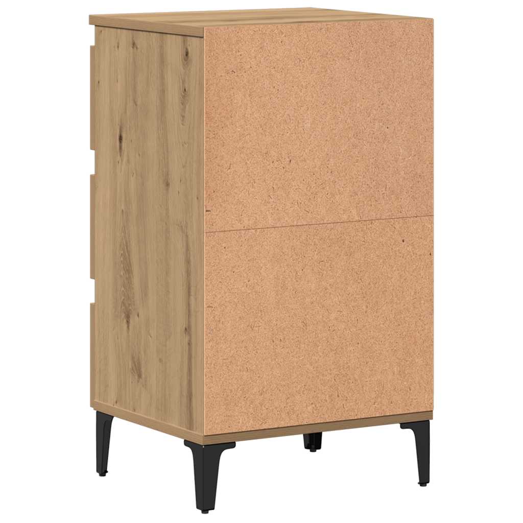 vidaXL Bed Cabinet with Metal Legs Artisan Oak 40x35x69 cm 6