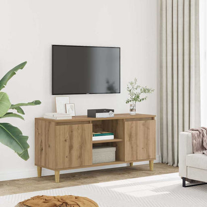 vidaXL TV Cabinet with Solid Wood Legs 103.5x35x50 cm