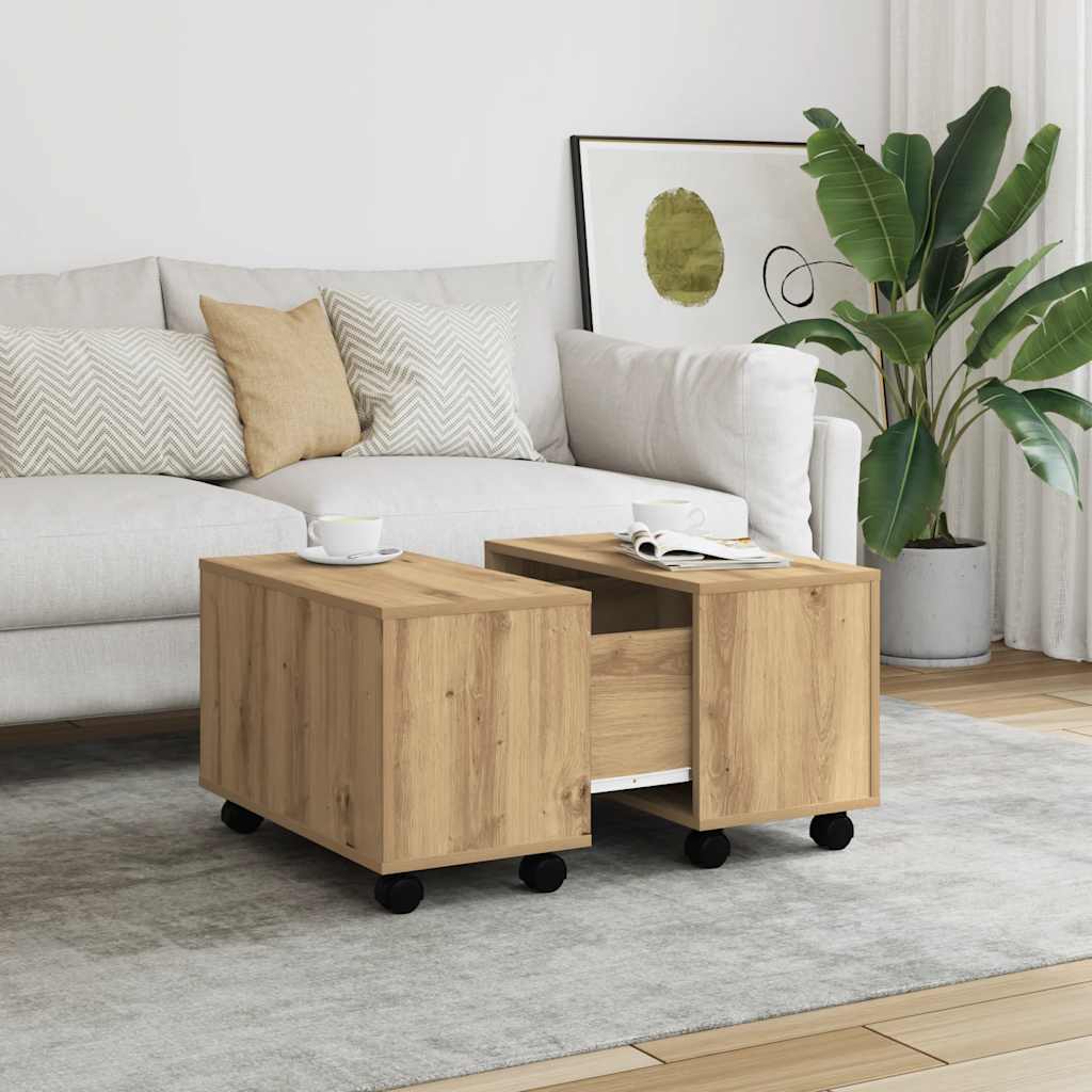 vidaXL Coffee Table Artisan Oak 60x60x38 cm Engineered Wood 3