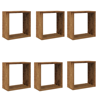 vidaXL Wall Cube Shelves 6 pcs Old Wood 30x15x30 cm Engineered Wood 2