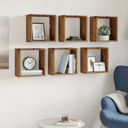 vidaXL Wall Cube Shelves 6 pcs Old Wood 30x15x30 cm Engineered Wood 3