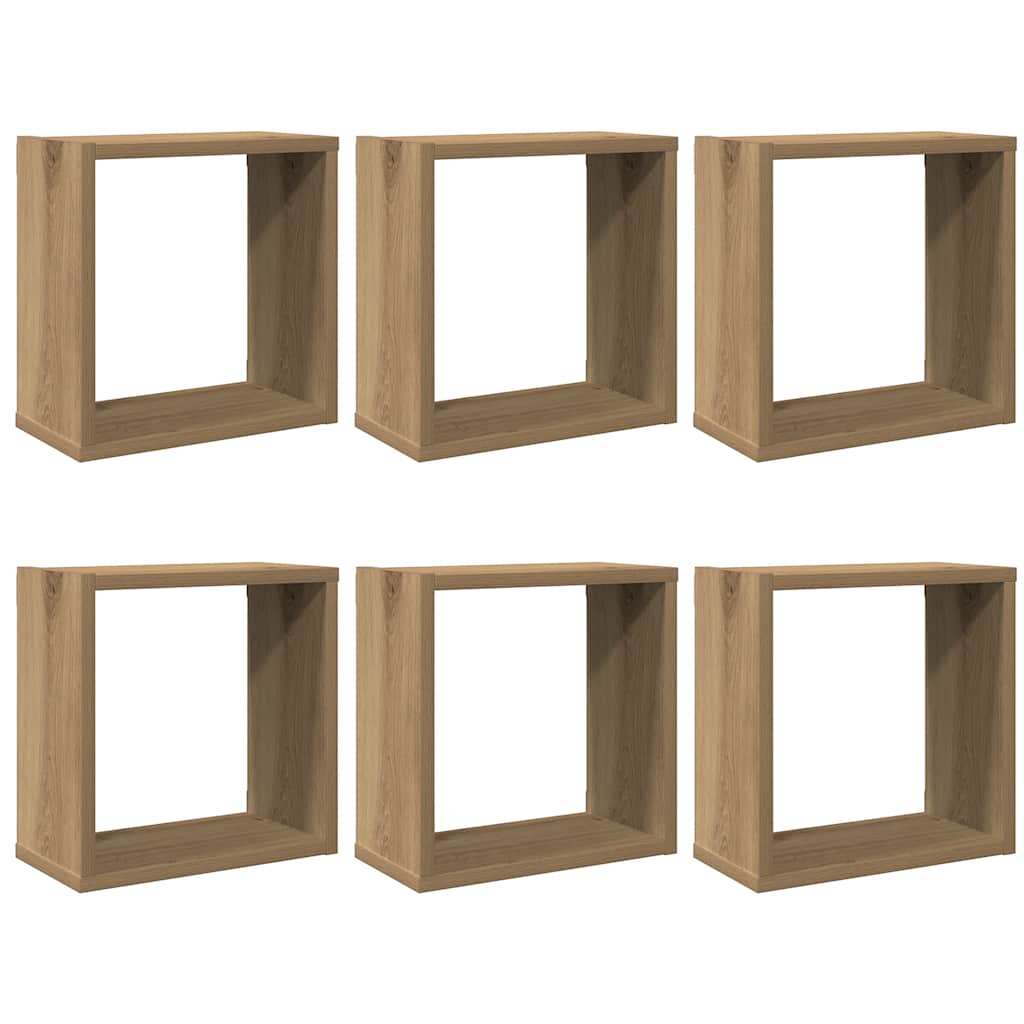 vidaXL Wall Cube Shelves 6 pcs Artisan Oak 30x15x30 cm Engineered Wood 2