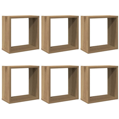 vidaXL Wall Cube Shelves 6 pcs Artisan Oak 30x15x30 cm Engineered Wood 2