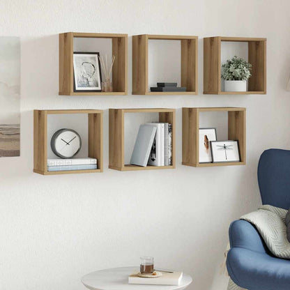 vidaXL Wall Cube Shelves 6 pcs Artisan Oak 30x15x30 cm Engineered Wood 3