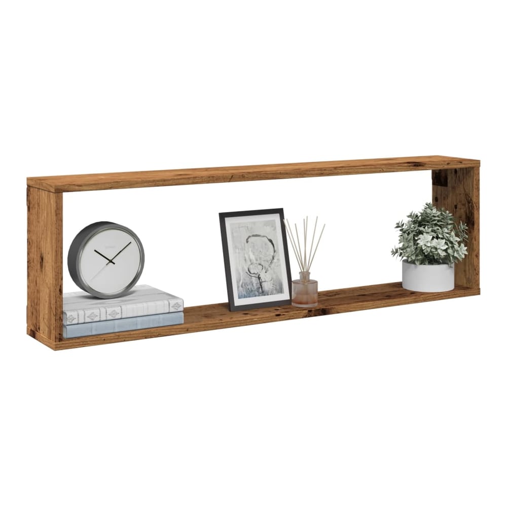 Wall Cube Shelf 100x15x30 cm Engineered Wood 2 pcs Old wood