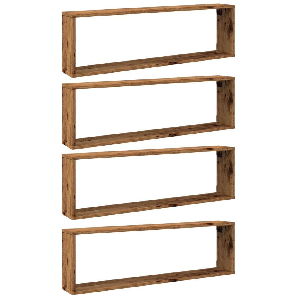 vidaXL Wall Cube Shelves 4 pcs Old Wood 100x15x30 cm Engineered Wood 2
