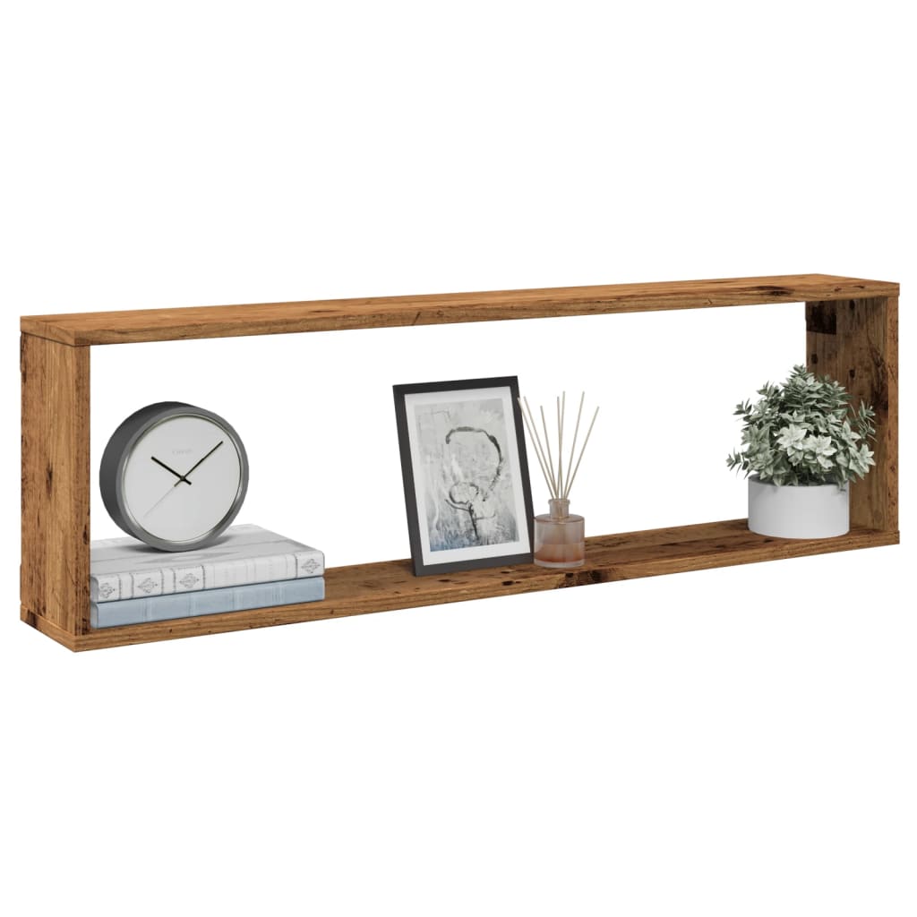 vidaXL Wall Cube Shelves 4 pcs Old Wood 100x15x30 cm Engineered Wood 1