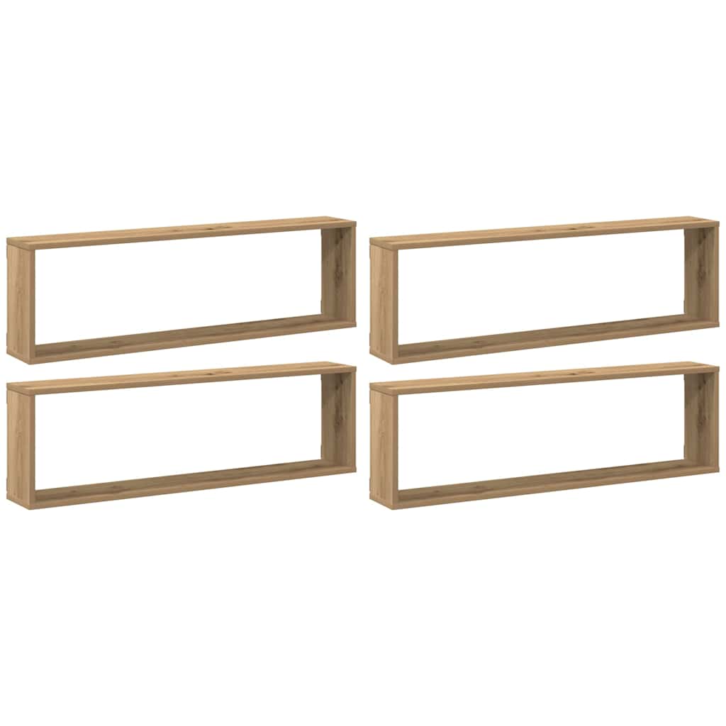 vidaXL Wall Cube Shelves 4 pcs Artisan Oak 100x15x30 cm Engineered Wood 2