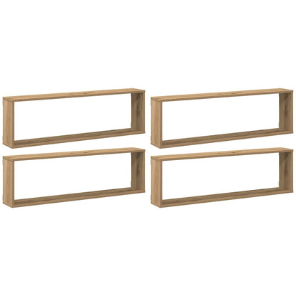 vidaXL Wall Cube Shelves 4 pcs Artisan Oak 100x15x30 cm Engineered Wood 2
