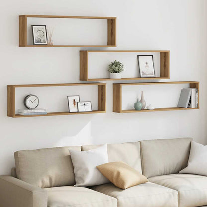 vidaXL Wall Cube Shelves 4 pcs Artisan Oak 100x15x30 cm Engineered Wood 3