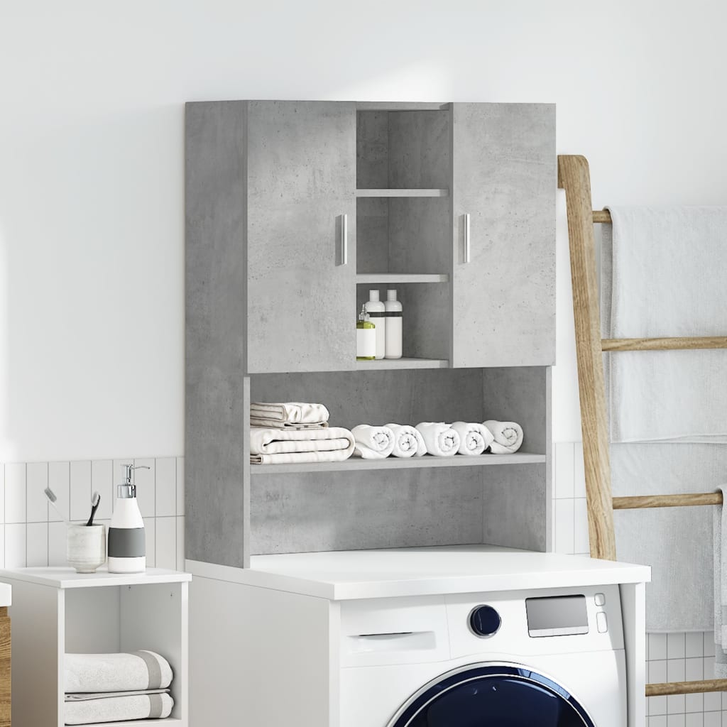 vidaXL Washing Machine Cabinet Concrete Grey 70.5x25.5x90 cm 3