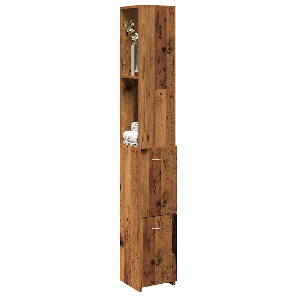 vidaXL Bathroom Cabinet Old Wood 25x25x170 cm Engineered Wood 1