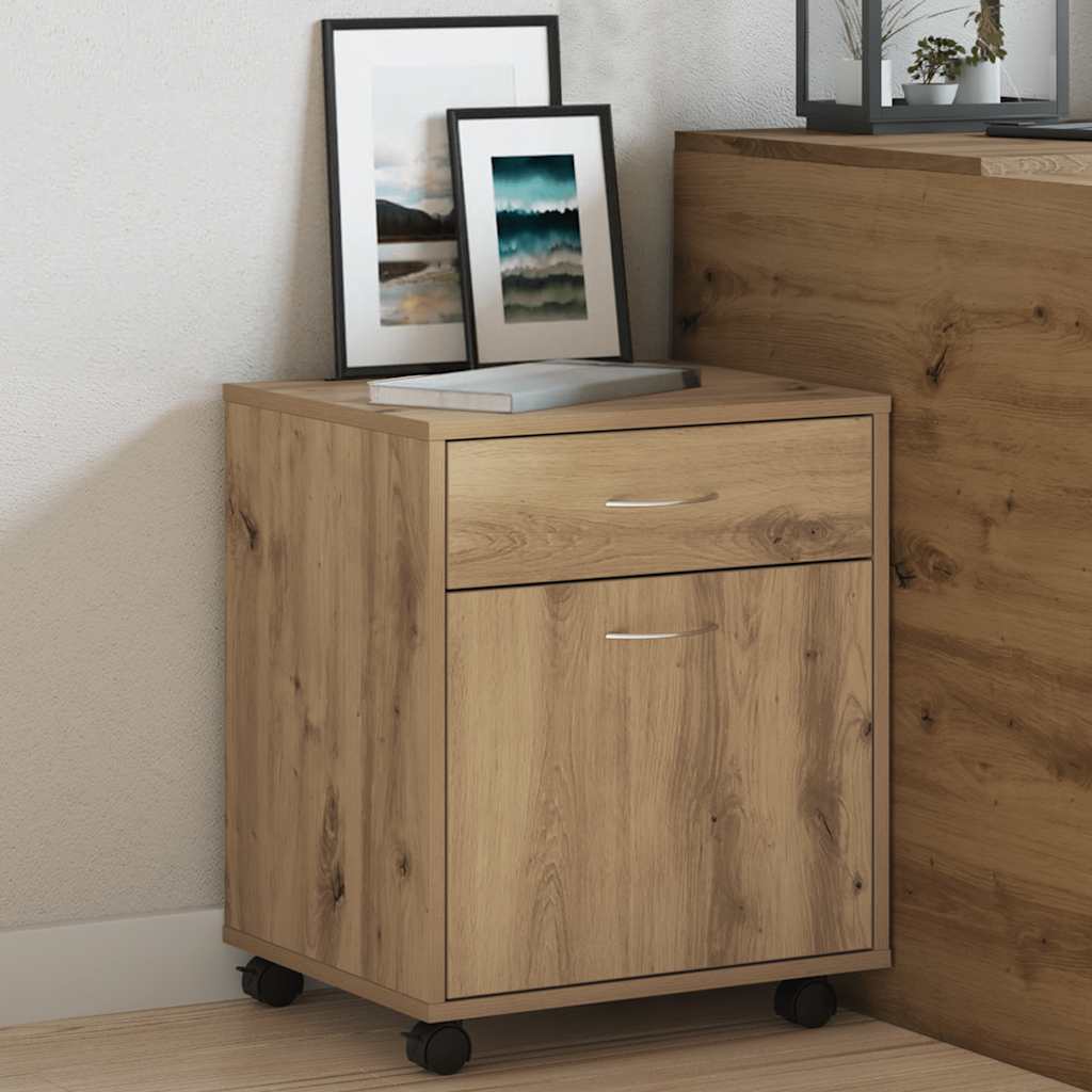 vidaXL Rolling Cabinet Artisan Oak 45x38x54 cm Engineered Wood 3