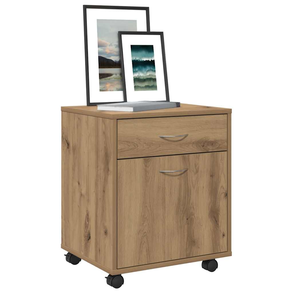 vidaXL Rolling Cabinet Artisan Oak 45x38x54 cm Engineered Wood 4
