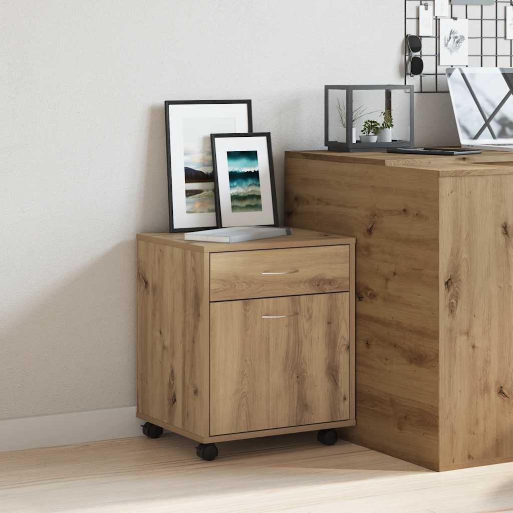 vidaXL Rolling Cabinet Artisan Oak 45x38x54 cm Engineered Wood 1
