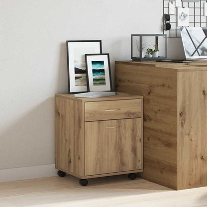vidaXL Rolling Cabinet Artisan Oak 45x38x54 cm Engineered Wood 1