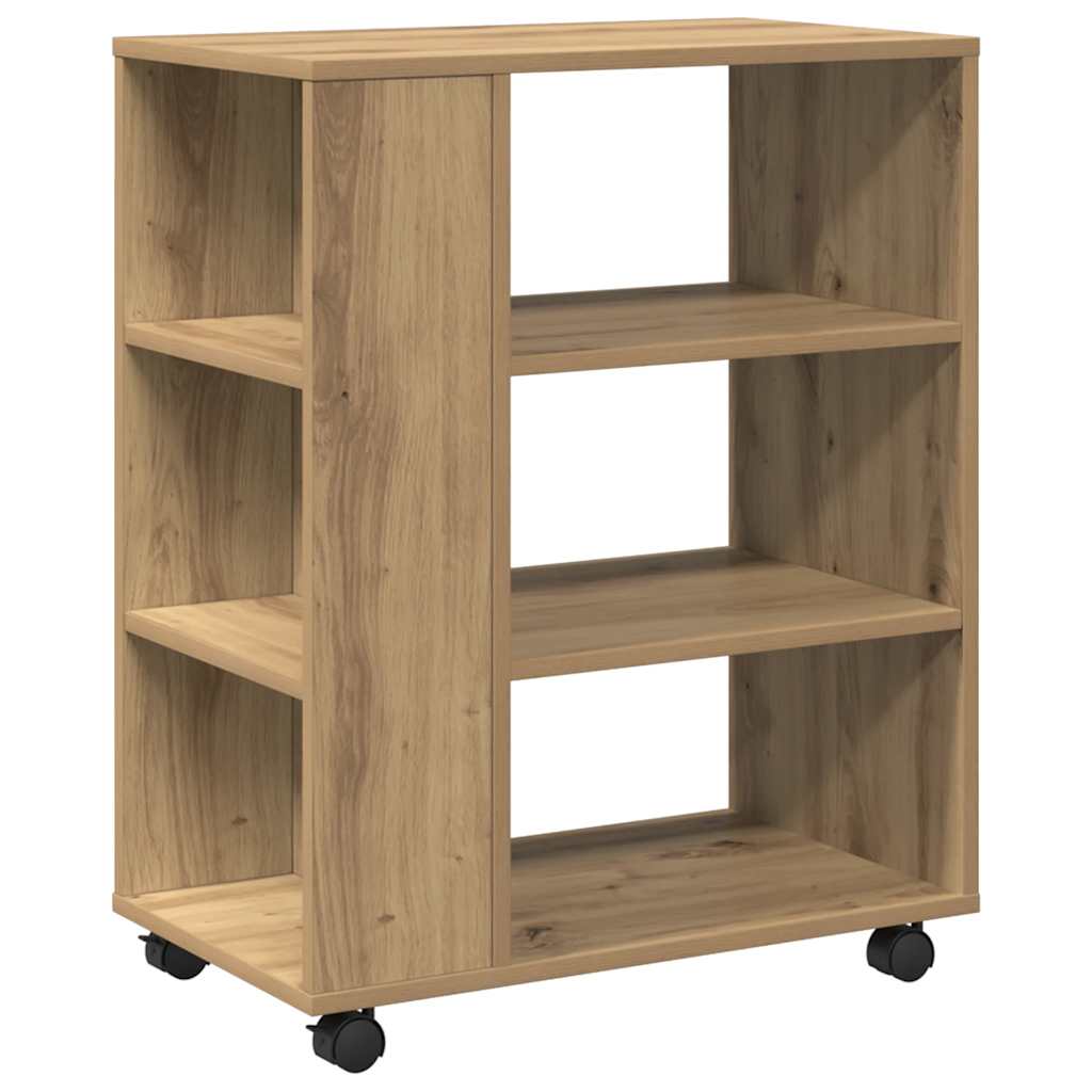 vidaXL Rolling Cabinet Artisan Oak 60x35x75 cm Engineered Wood 2