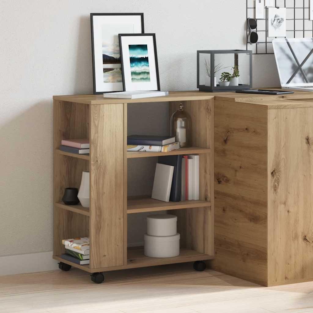 vidaXL Rolling Cabinet Artisan Oak 60x35x75 cm Engineered Wood 3
