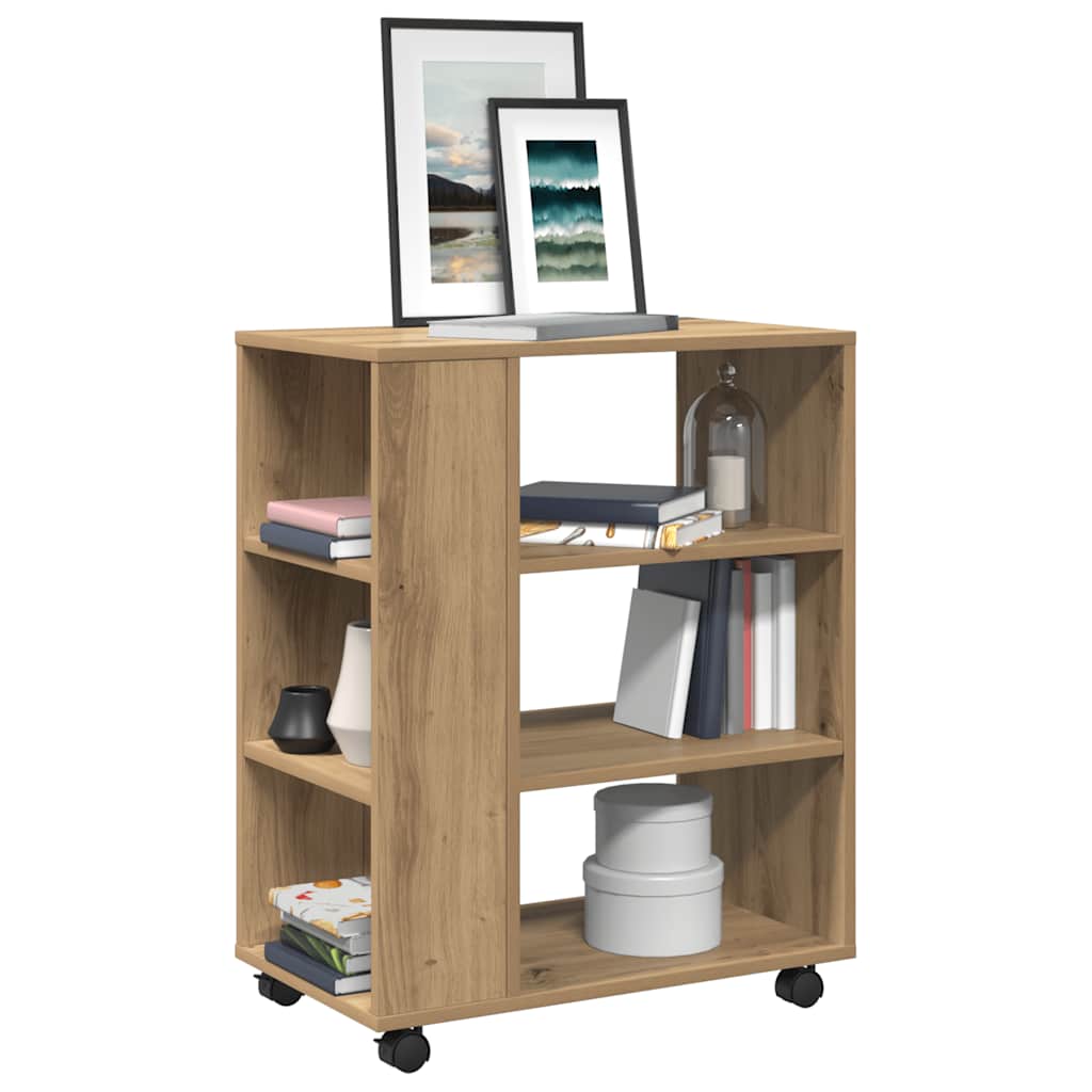 vidaXL Rolling Cabinet Artisan Oak 60x35x75 cm Engineered Wood 4