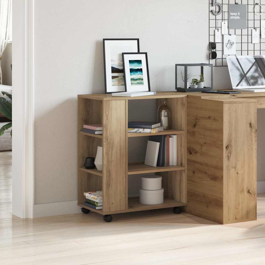 vidaXL Rolling Cabinet Artisan Oak 60x35x75 cm Engineered Wood 1