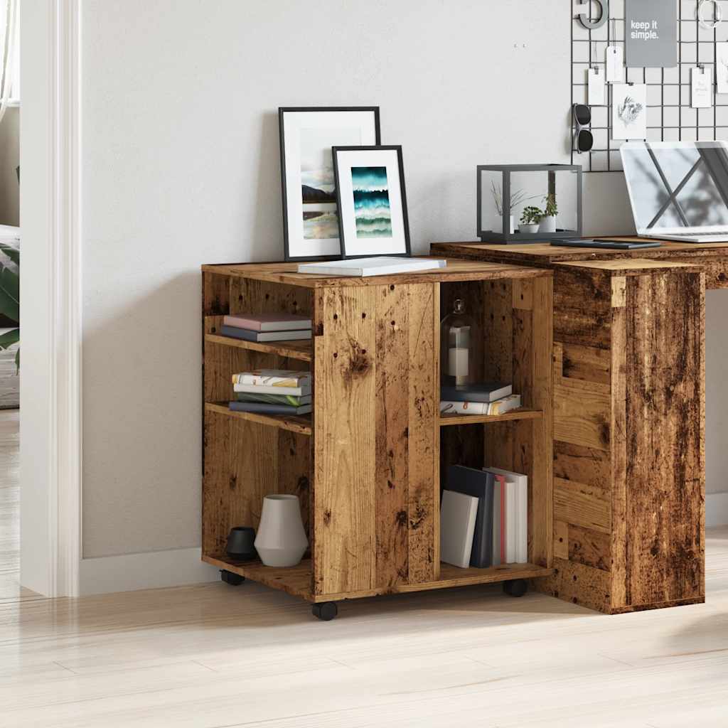 vidaXL Rolling Cabinet Old Wood 60x53x72 cm Engineered Wood 3