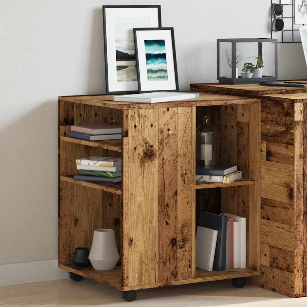 vidaXL Rolling Cabinet Old Wood 60x53x72 cm Engineered Wood 4