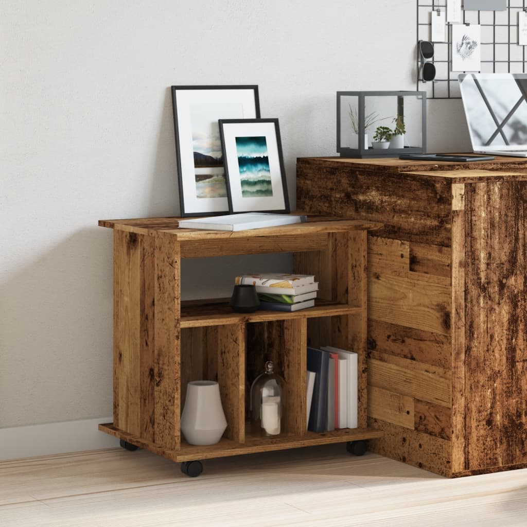 vidaXL Rolling Cabinet Old Wood 60x45x60 cm Engineered Wood 3