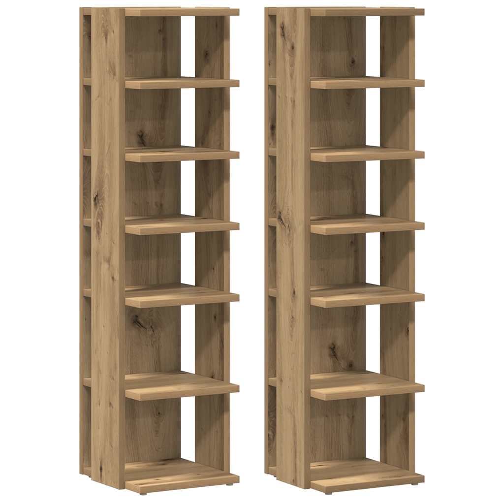 vidaXL Shoe Cabinets 2 pcs Artisan Oak 28x27x102 cm Engineered Wood 2