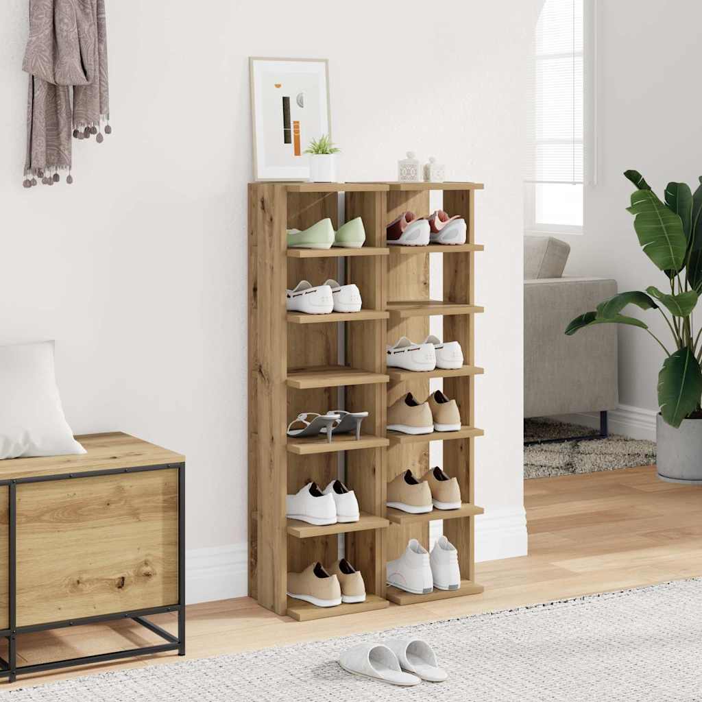 vidaXL Shoe Cabinets 2 pcs Artisan Oak 28x27x102 cm Engineered Wood 1