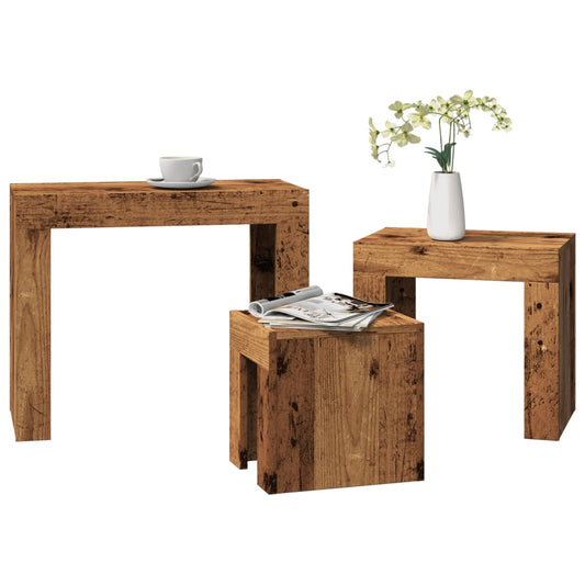 vidaXL Nesting Coffee Tables 3 pcs Old Wood Engineered Wood 1