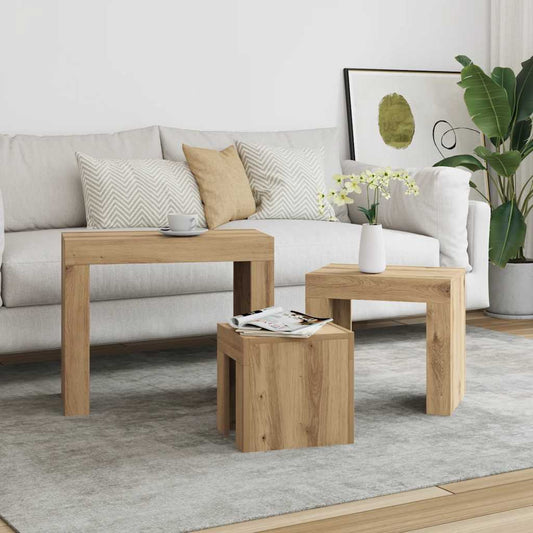 vidaXL Nesting Coffee Tables 3 pcs Artisan Oak Engineered Wood 1