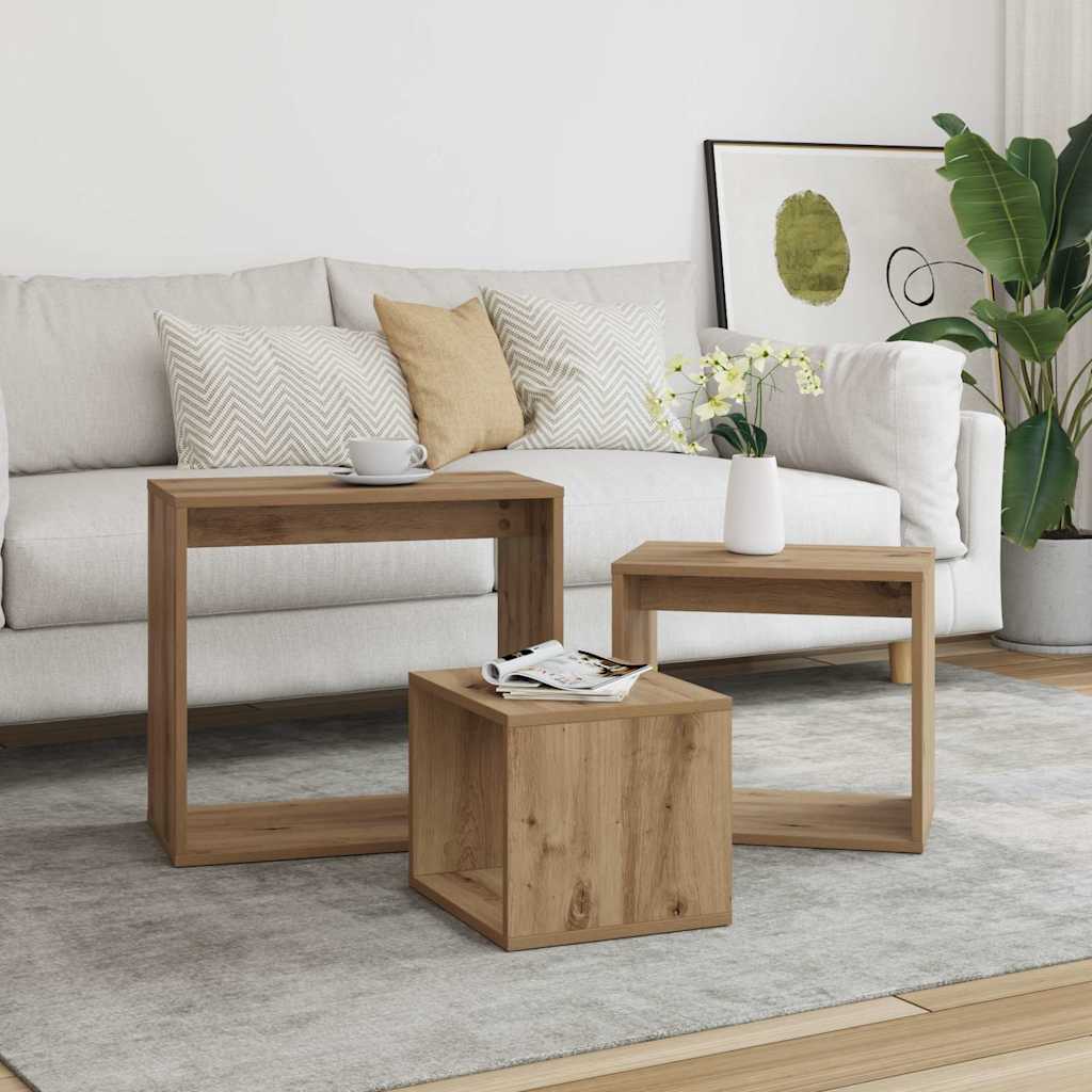 vidaXL Nesting Tables 3 pcs Artisan Oak Engineered Wood 1