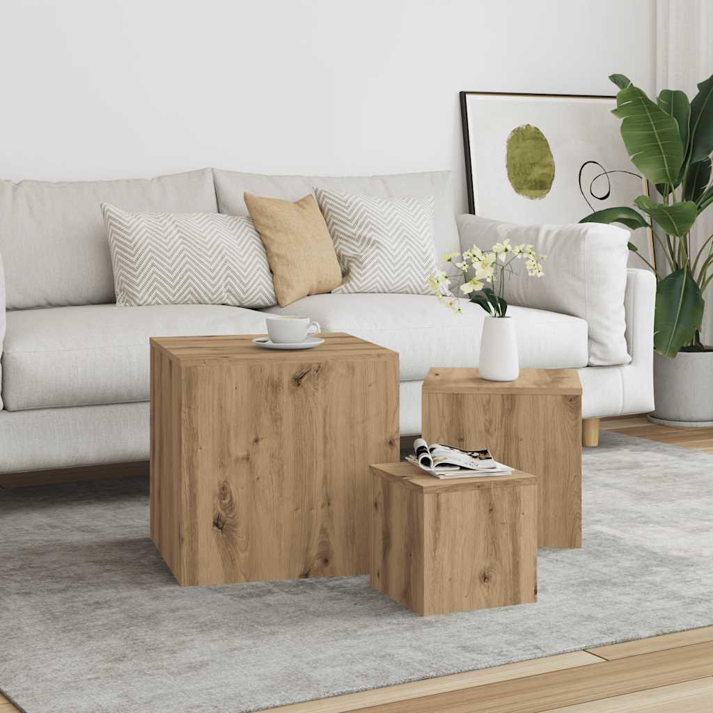 vidaXL Side Tables 3 pcs Artisan Oak Engineered Wood 1