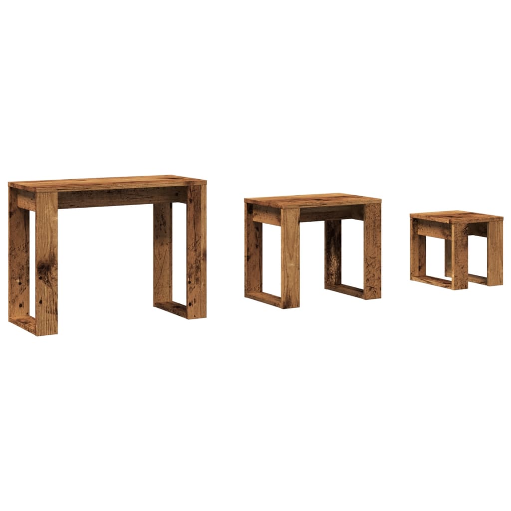 vidaXL Nest of Tables 3 pcs Old Wood Engineered Wood 2