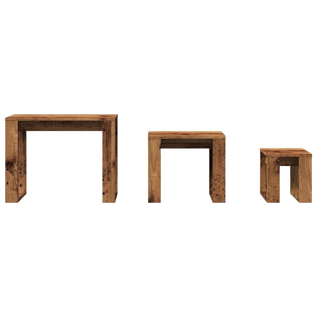 vidaXL Nest of Tables 3 pcs Old Wood Engineered Wood 4