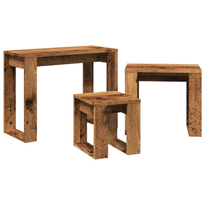 vidaXL Nest of Tables 3 pcs Old Wood Engineered Wood 5