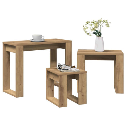vidaXL Nest of Tables 3 pcs Artisan Oak Engineered Wood 3