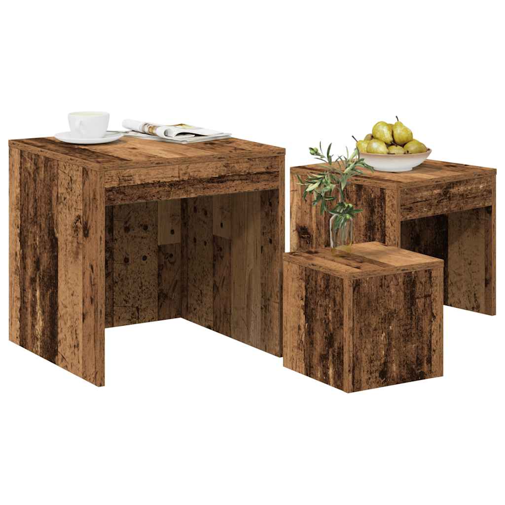 vidaXL Nesting Tables 3 pcs Old Wood Engineered Wood 4
