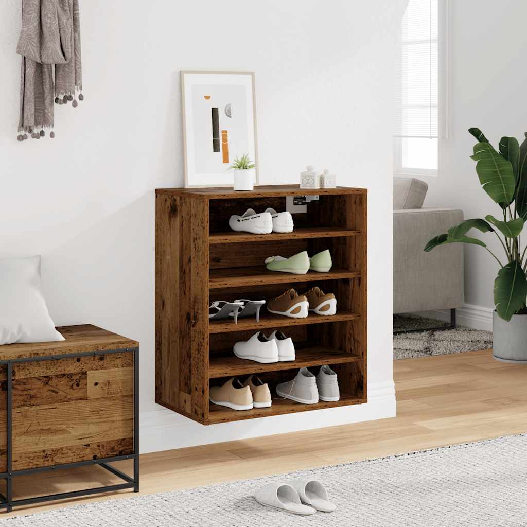 vidaXL Shoe Cabinet 60 x 35 x 70 cm Old Wood 20 kg per shelf 3
