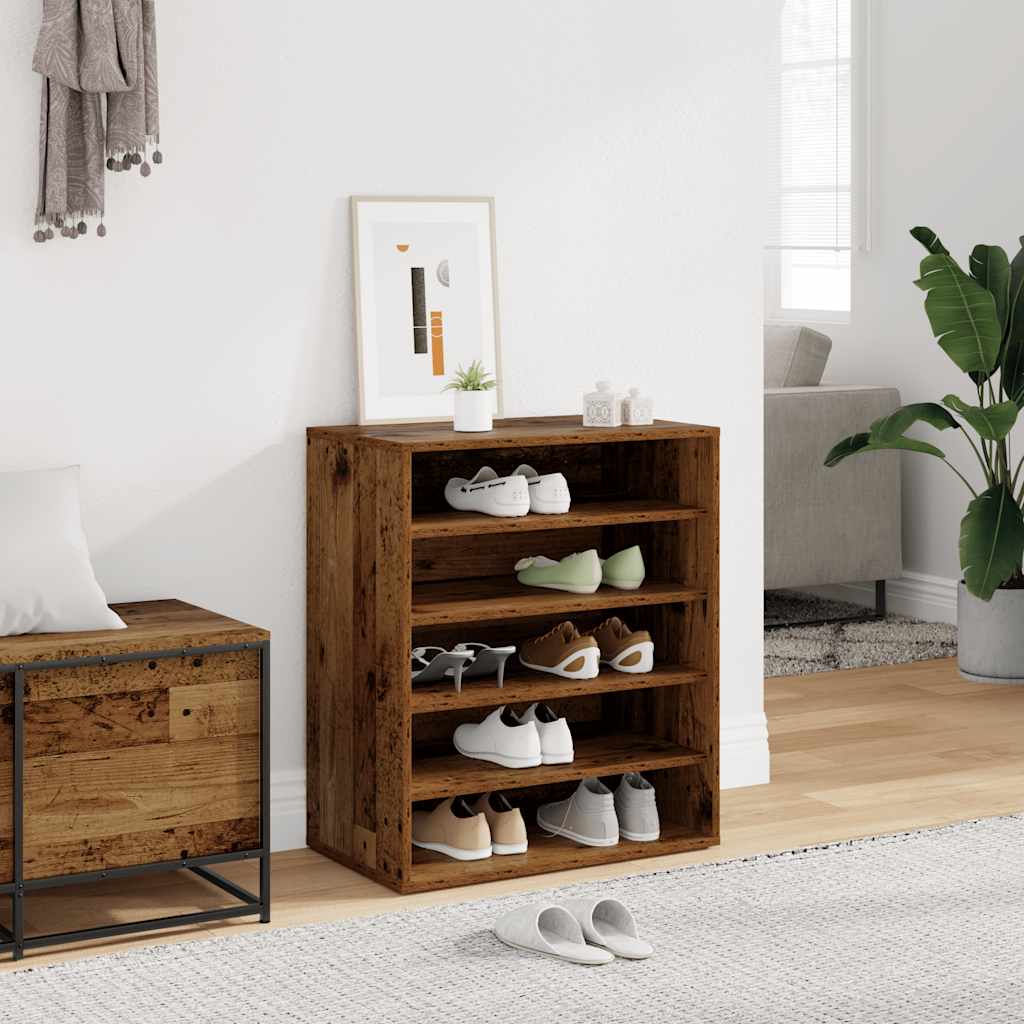 vidaXL Shoe Cabinet 60 x 35 x 70 cm Old Wood 20 kg per shelf 1