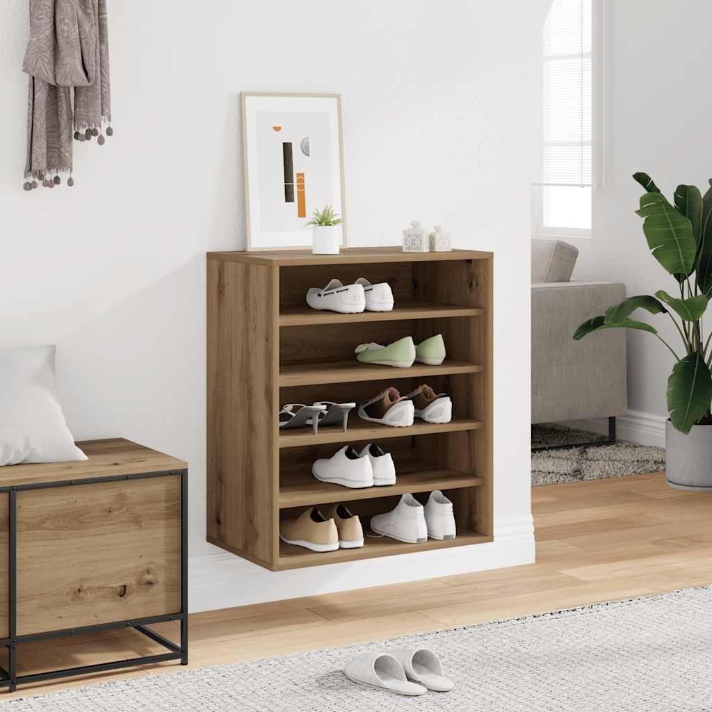 vidaXL Shoe Cabinet 60 x 35 x 70 cm Artisan Oak 5 shelves 3