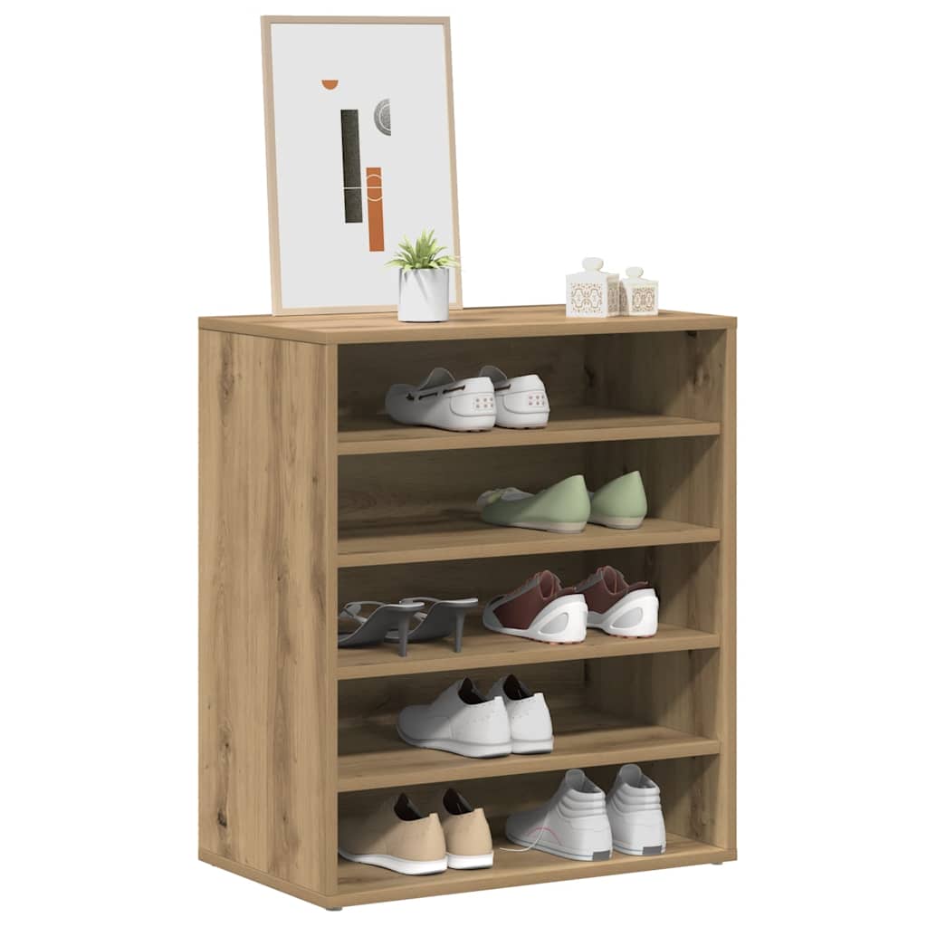 vidaXL Shoe Cabinet 60 x 35 x 70 cm Artisan Oak 5 shelves 4